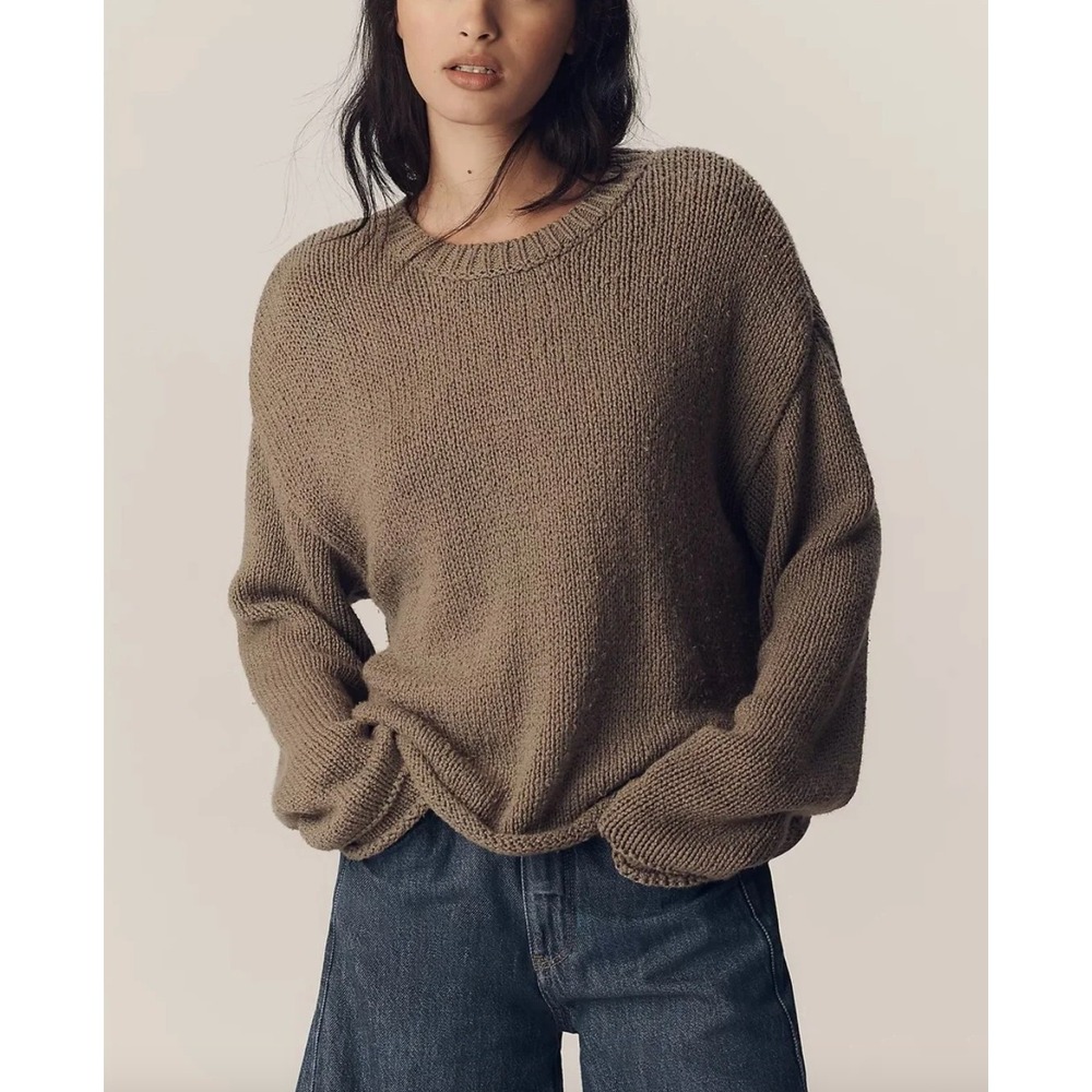 PILCRO x ANTHROPOLOGIE Harlow Oversized Roll Neck Sweater in Olive